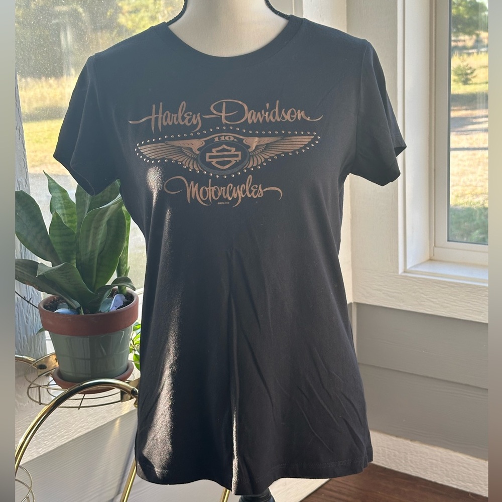 Harley-Davidson women’s 110th anniversary short sleeve t-shirt black Size L